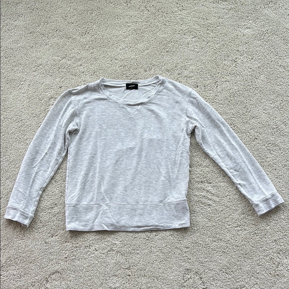 Monrow Crew Neck Sweatshirt in heathered pale grey XS